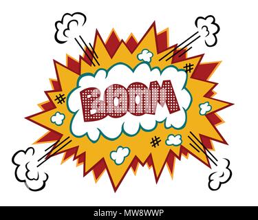 Boom testo fumetto illustrazione isolato su bianco Illustrazione Vettoriale