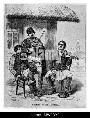 . Inglese: Tre fiddlers, Bucarest, 1880 . 1880. Questo file è privo di informazioni sull'autore. 103 Bucarest, Cobzari, 1880 Foto Stock