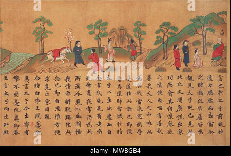 . Inglese: illustrato Sutra di causa ed effetto Français : Sutra illustré des cause et des effets 日本語: 絵因果経 . Viii secolo 175 E inga kyo - Nara Museo Nazionale - parte 1 Foto Stock