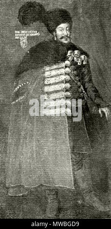 . Magyar: Esterhas (Esterházy) Benedek, arcképe Csernai Károly munkája un Fraknóban található eredeti festmény alapján . 26 aprile 2003, 15:01:24. Károly Cserna (1867-1944) Descrizione pittore ungherese Data di nascita e morte 3 Ottobre 1867 14 gennaio 1944 Luogo di nascita e morte Kunszentmiklós Budapest competente controllo : Q12726040 RKD: 122214 (copia di pittura originale) 196 Esterhazy Benedek Foto Stock