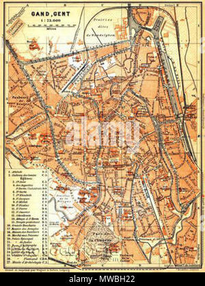 . Inglese: Mappa di Gand, 1904 . 1904. Wagner & Debes 243 Gand, mappa 1904 Foto Stock