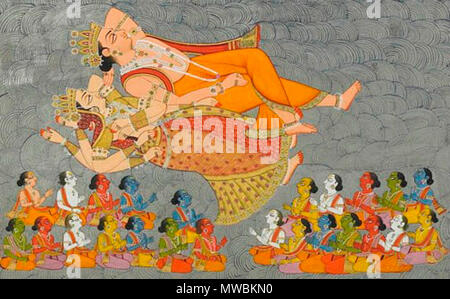 . Inglese: la creazione dell'Oceano cosmico e gli elementi (dettaglio), folio 3 dal Shiva Purana, c. 1828. (Terza dipinti). La collezione reale del Museo Mehrangarh Trust, Jodhpur. circa 1828. Anonimo 594 La creazione dell'Oceano cosmico e gli elementi (dettaglio), folio 3 dal Shiva Purana, c. 1828 Foto Stock