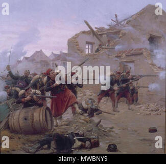 . Français : combattere dans les rues d'onu village, 1870 - Zouaves et gardes mobiles de l'Armée du Nord . 16 febbraio 2014, 18:16:29. Paul-Louis-Narcisse Grolleron 254 Grolleron Paul-Louis-Narcisse - combattimento dans les rues d'onu village, 1870 Foto Stock