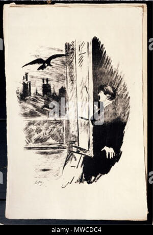 . Attacco di Edgar Allan Poe 'L' Raven da Édouard Manet. Pubblicato da Richard Lesclide, insieme con una traduzione francese del poema di Stéphane Mallarmé, Parigi, 1875. 1875. Édouard Manet (1832-1883) 178 Edouard Manet - Le Corbeau Foto Stock