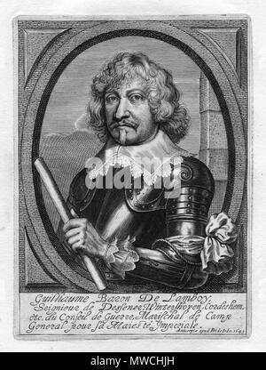 . Français : portrait gravé . 1649. Pieter de Jode II 257 Guillaume de Lamboy Foto Stock