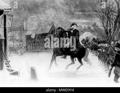 . Washington nella battaglia di Trenton. Una incisione da Illman fratelli. Dalla pittura da E.L. Henry. 1870. Illman Fratelli dalla pittura di Edward Lamson Henry (1841-1919) nomi alternativi E. L. Henry; Edward Henry; Edward Lawson Henry; Eduard Lamson Henry; E.L. Henry; henry Edward Lamson; Enrico Descrizione pittore americano Data di nascita e morte 12 Gennaio 1841 9 maggio 1919 Luogo di nascita Charleston competente controllo : Q2605527 VIAF: 812204 ISNI: 0000 0000 8080 6389 ULAN: 500006188 LCCN: N87932413 NLA: 35755797 WorldCat 274 Henry-rivoluzionaria guerra Foto Stock