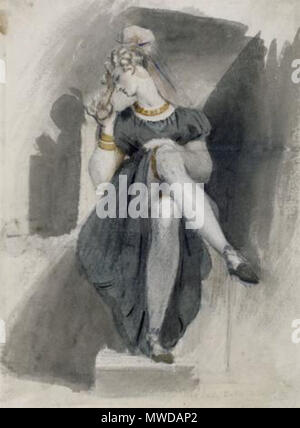 . Inglese: acquerello con matita, su cui la carta filigranata 'GOLDING E SNELGROVE 1815' 10 1/2 X 8 pollici . Xix secolo. Theodor von Holst 282 Holst Theodore Von Lady Foto Stock