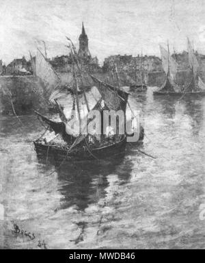 . Français : Honfleur, le port et les quais par Frank Myers Boggs (1855-1926). H.S.T (160x130cm). Signé en bas à gauche et datée 1884. 1884. Frank Myers Boggs 283 Honfleur, le port et les quais par Frank boggs Foto Stock