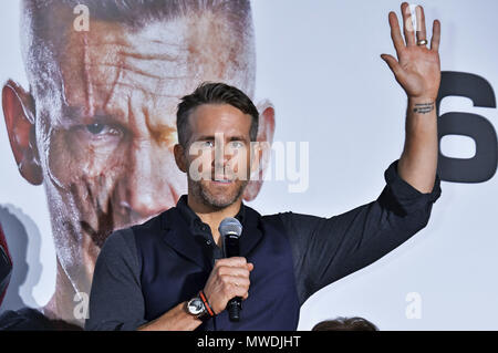 Tokyo, Giappone. 29 Maggio, 2018. Ryan Reynolds assiste il 'Deadpool 2' premiere in Roppongi Hills il 29 maggio 2018 a Tokyo, Giappone. | Verwendung weltweit Credito: dpa/Alamy Live News Foto Stock