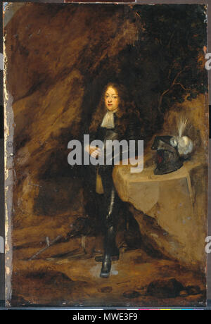 . Nederlands: Portret van een uomo in een harnas. . Tra 1670 e 1680 495 Ritratto di un uomo in armatura di Gerard ter Borch (II) Foto Stock