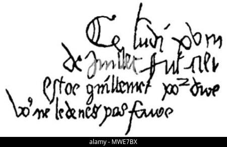 . Français : Histoire du donjon de Loches, pagina 109 Iscrizione dans un cachot . 11 agosto 2013, 20:38:25. Edmond Gautier 279 Histoire-mastio-loches-p109 Foto Stock