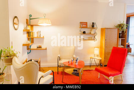 All'interno dell'appartement témoin, un museo flat nello stile degli anni cinquanta a Le Havre, Francia Foto Stock