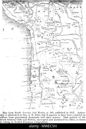 . Inglese: USA pubblicato mappa del Cile, Bolivia e Argentina, 1837 . Il 21 aprile 2015. J.N.Niles, 1837 "il sud America e del Messico " pagina 168 303 J.n.niles-mappa-1837 Foto Stock