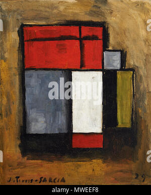 . Español: Obra 'Formas abstractas' del Pintor uruguayo Joaquín Torres García. Óleo sobre tela de 61 cm. de alto x 50 cm. de ancho. Fotografía de la obra tomada por Eduardo Baldizan. 1929. Joaquín Torres García (1874-1949) 316 Joaquin Torres Garcia - Formas abstractas Foto Stock