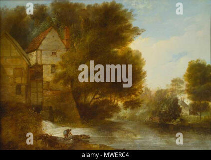 . John Webber la pittura ad olio "Abbey Mill, Shrewsbury' . Il XVIII secolo. John Webber 322 John Webber la pittura ad olio "Abbey Mill, Shrewsbury' Foto Stock
