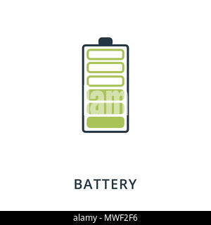 Icona della batteria. Piatto icona di stile design. UI. Illustrazione dell'icona della batteria. Pittogramma isolato su bianco. Pronto per l'uso nella progettazione web, applicazioni software, stampa. Foto Stock