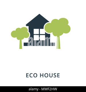 Eco Casa icona. Piatto icona di stile design. UI. Illustrazione di eco casa icona. Pittogramma isolato su bianco. Pronto per l'uso nella progettazione web, applicazioni software, stampa. Foto Stock