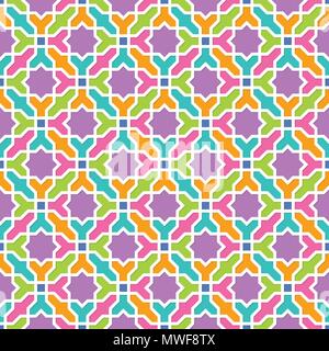 Arabesque pattern in stile arabo, vettore senza giunture, sfondo colorato sfondo Illustrazione Vettoriale