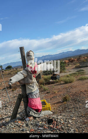 Coloratissimo spaventapasseri donna nel paesaggio, Oudtshoorn, garden route, sud africa Foto Stock