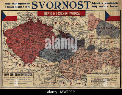 394 Mapa zemí československých Foto Stock