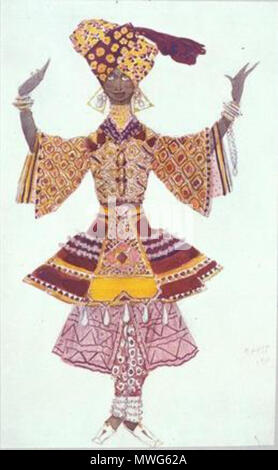 . Costume Design per le Dieu Bleun da Bakst 1911 . circa 1911. Leon Bakst design costume 362 Le Dieu Bleu Tempio servo Bakst 1911 Foto Stock