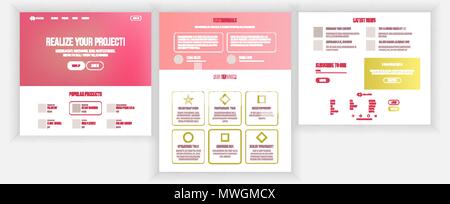 Pagina Web Design vettore. Sito Web grafica aziendale. Interfaccia reattiva. Modello di atterraggio. Strategia futuristico. Menu di interfaccia. Carta di credito. Illustrazione Illustrazione Vettoriale