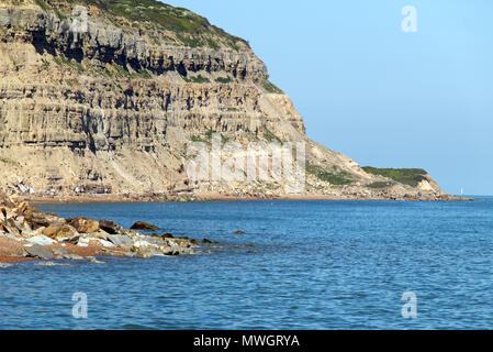 Guardando ad est dalla città vecchia di Hastings verso Fairlight, segala e la campanatura Foto Stock