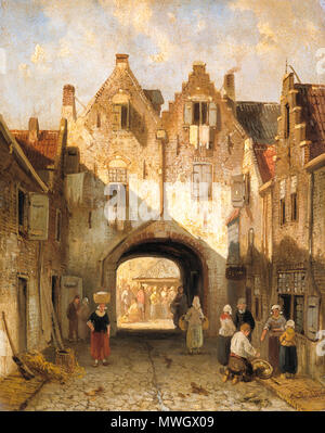 . Q18607828 . Inglese: De oude poort. olio su pannello. 23,5 × 18,8 cm (9,2 × 7,4 in). Amsterdam, Rijksmuseum Amsterdam. . Circa 1850-1880 598 la porta Vecchia da Charles Leickert Rijksmuseum Amsterdam SK-A-3084 Foto Stock