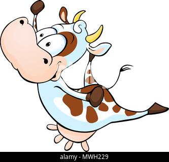 Funny cow jumping - vettore illustrazione cartoon Illustrazione Vettoriale