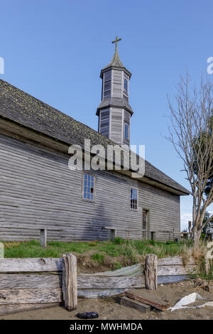 Isola di Chiloé, Cile: La Chiesa di San Juan, patrimonio dell'umanità dell'UNESCO. Foto Stock