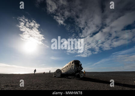 Piano relitto di un DC3 a Solheimasandur Foto Stock