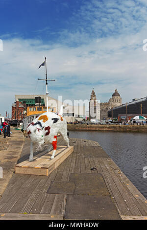 Navi gigante cat dalla fede Bebbington sul display di Albert Dock durante il Festival dei Velieri nel maggio 2018. Foto Stock