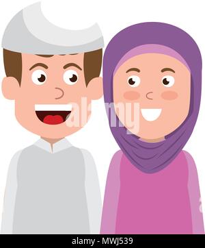 Coppia musulmana avatar caratteri Illustrazione Vettoriale