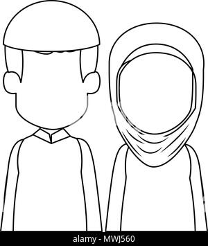 Coppia musulmana avatar caratteri Illustrazione Vettoriale
