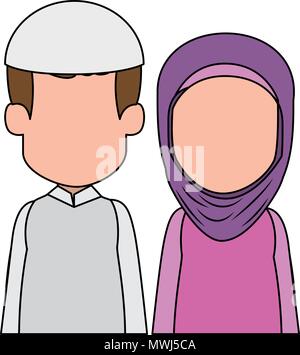 Coppia musulmana avatar caratteri Illustrazione Vettoriale