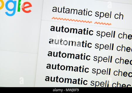 Computer screenshot: automatico di correzione ortografica Foto Stock