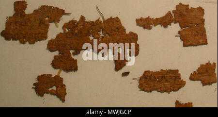 . Inglese: il papiro 21 - il papiro Oxyrhynchus 1227 - Muhlenberg College, Theologiae". Pap. 3 - Il Vangelo di Matteo 12,32-33 (verso) . 3. secolo. Sconosciuto 467 Papiro 21 verso Foto Stock