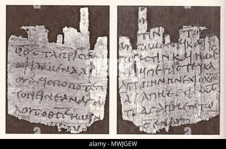 . Inglese: Giovanni 4.11-12-4.14-17 . 3. secolo. Sconosciuto 467 Papiro 9 (GA), POxy402 Foto Stock