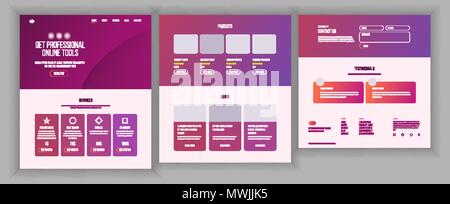 Pagina Web Design vettore. Sito web in stile business. Estremità anteriore Schema del sito. Modello di atterraggio. Vantaggi Regime. Menu di interfaccia. Carta di credito. Illustrazione Illustrazione Vettoriale
