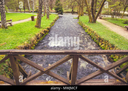 Inizio fiume Bosna al parco naturale di Vrelo Bosne vicino a Sarajevo, Bosnia ed Erzegovina. In stile vintage. Foto Stock