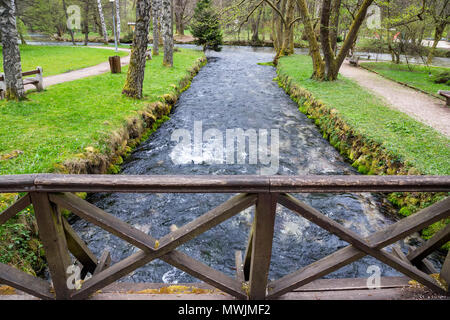 Inizio fiume Bosna al parco naturale di Vrelo Bosne vicino a Sarajevo, Bosnia ed Erzegovina. Foto Stock