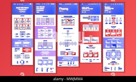 Pagina Web Design vettore. Sito Web concetto di business. Shopping online Web Design e sviluppo. Futuro Gadget. Gli investimenti globali. Modello di atterraggio. Monitoraggio globale. Illustrazione Illustrazione Vettoriale