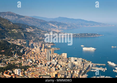 Vista panoramica di Monaco da la Tête de Chien Foto Stock