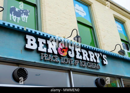 Ben e jerrys gelateria, Newquay, Regno Unito Foto Stock