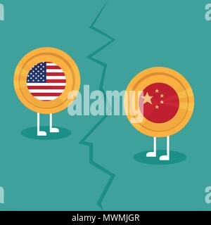 Guerra commerciale America Cina tariffa global business exchange international Illustrazione Vettoriale