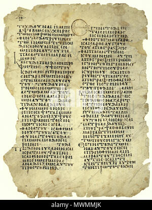 . Polski: lato verso con il testo di Luca 1:73-2:7 . Decimo secolo. Sconosciuto 621 Uncial 0177 v lc 1,73-2,7 Foto Stock