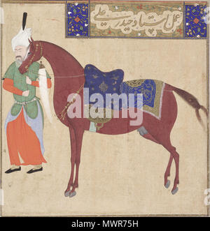 . Inglese: cavallo e lo Sposo, da Ustad Haydar Ali inizi del XVI secolo, Safavid Iran, alloggiato nella Freer Gallery of Art, Smithsonian Washington D.C. فارسی: "اسب و مهتر"، اثر استاد حیدر علی، مربوط به سدهٔ ۱۶ میلادی، دورهٔ صفویه. Il 25 aprile 2007. Cordanrad 536 Safavid Dynasty, cavallo e lo Sposo, dalle ali Haydar, inizio del XVI secolo Foto Stock