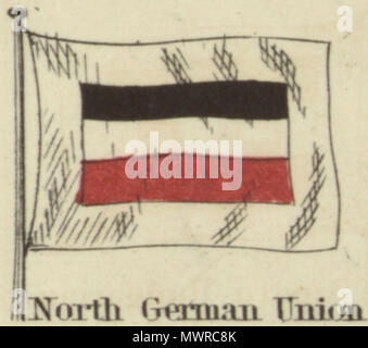 . Inglese: segnali per i piloti. Nord tedesco Unione. Johnson nuovo grafico di emblemi nazionali, 1868.jpg Johnson nuovo grafico di emblemi nazionali. La stampa mostra le bandiere dei vari paesi, quelle percorse da navi e il 'Signals per piloti." nell'angolo in alto a sinistra è il 'degli Stati Uniti 37-stella bandiera, nell'angolo in alto a destra è il "Royal Standard del Regno Unito Gran Bretagna & Irlanda'; nell'angolo in basso a sinistra è il "russo" Standard e nell'angolo in basso a destra è il 'Standard francese." Il flag su questo foglio differiscono leggermente da quelli su di un altro foglio numerato 4 [top left] e 5 Foto Stock