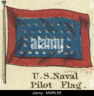 . Inglese: segnali per i piloti. Stati Uniti Naval Pilot Flag. Johnson nuovo grafico di emblemi nazionali, 1868.jpg Johnson nuovo grafico di emblemi nazionali. La stampa mostra le bandiere dei vari paesi, quelle percorse da navi e il 'Signals per piloti." nell'angolo in alto a sinistra è il 'degli Stati Uniti 37-stella bandiera, nell'angolo in alto a destra è il "Royal Standard del Regno Unito Gran Bretagna & Irlanda'; nell'angolo in basso a sinistra è il "russo" Standard e nell'angolo in basso a destra è il 'Standard francese." Il flag su questo foglio differiscono leggermente da quelli su di un altro foglio numerato 4 [top left] e Foto Stock