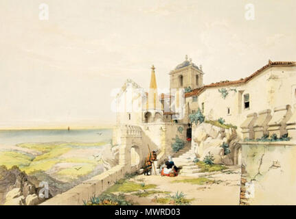 . Inglese: il Convento di pena in un dipinto del 1839. Português: O Convento da Pena, num quadro de 1839. 1839. G. Vivian 560 Sintra - O convento da Pena, de G. Vivian, 1839 Foto Stock